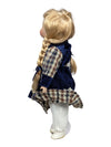 Porcelain Doll Blue Velvet Dress Stand