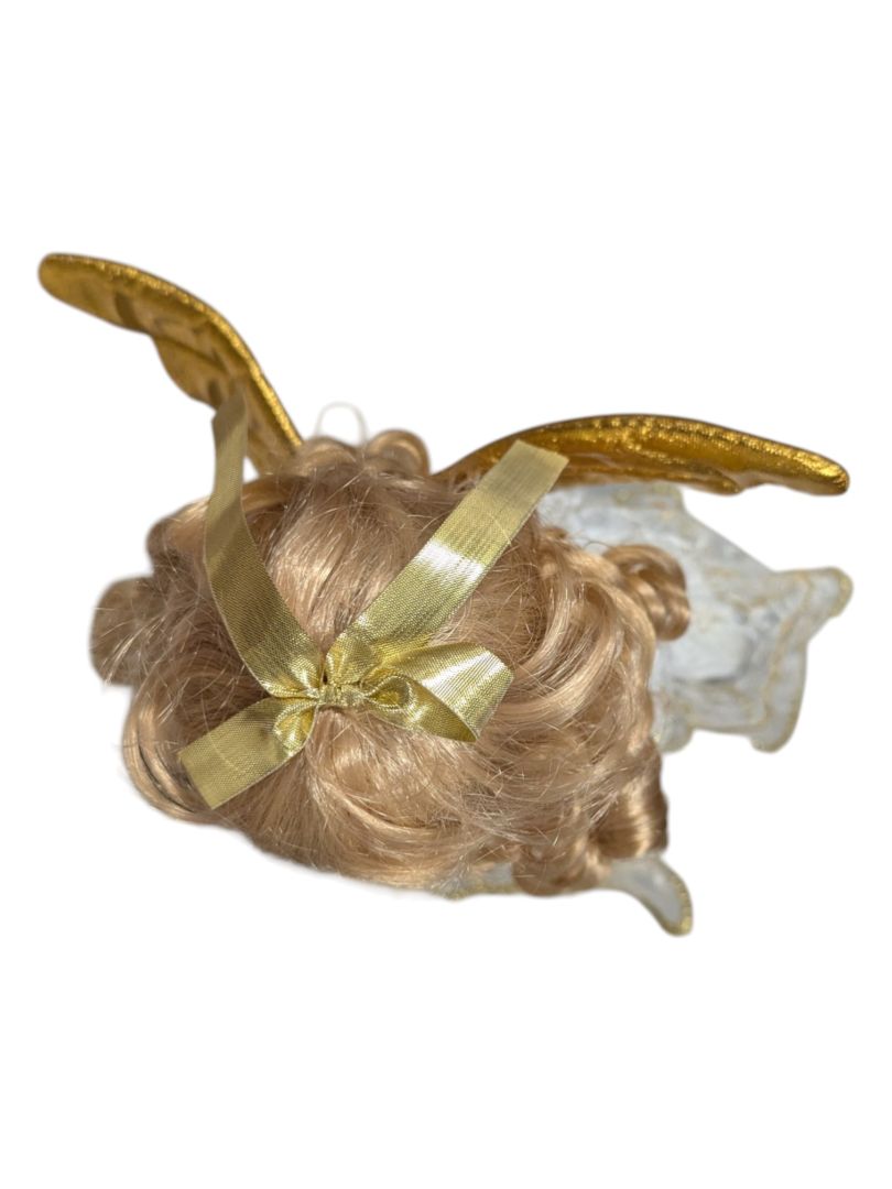 Porcelain Angel Doll White Gold Dress