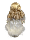 Porcelain Style Doll with Lace & Feather Trim Dress