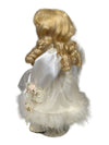 Porcelain Style Doll with Lace & Feather Trim Dress