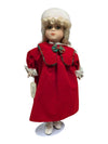 “Faith” Porcelain Doll in Red Dress with Fur Hat & Muff