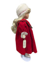 “Faith” Porcelain Doll in Red Dress with Fur Hat & Muff