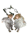 Porcelain Hanging Angel Doll Duo - Boy & Girl