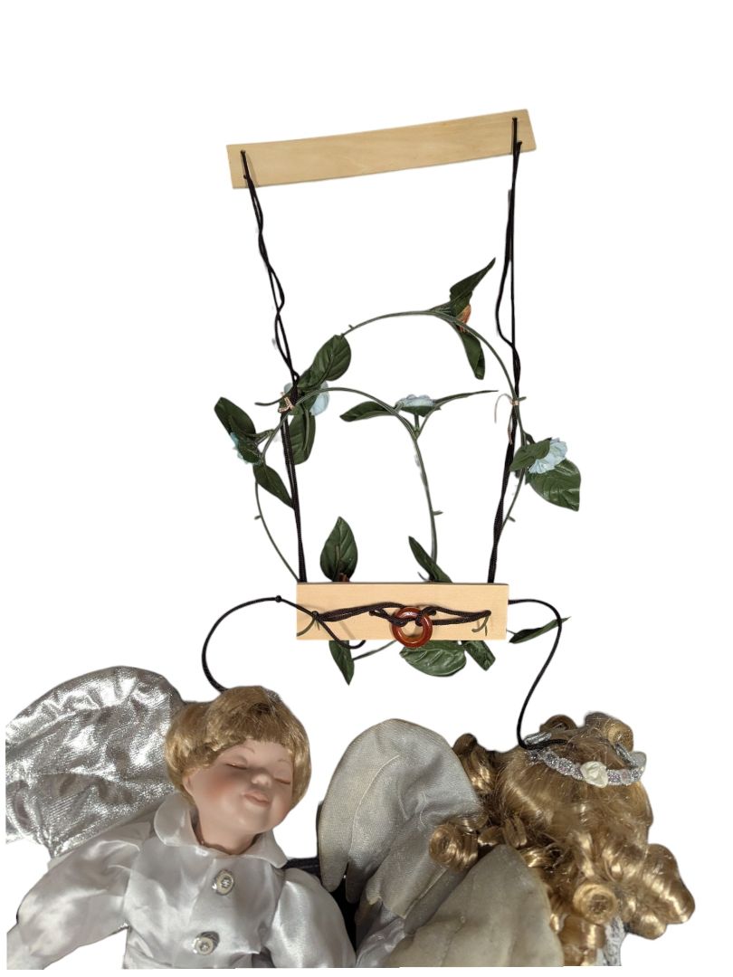 Porcelain Hanging Angel Doll Duo - Boy & Girl