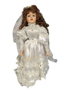 Porcelain Collector Doll Brunette Bride with Tiered Lace Gown