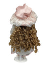 Victorian Style Porcelain Doll - White & Pink Lace Gown