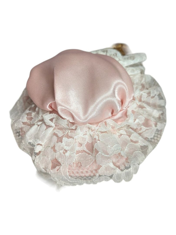 Victorian Style Porcelain Doll - White & Pink Lace Gown
