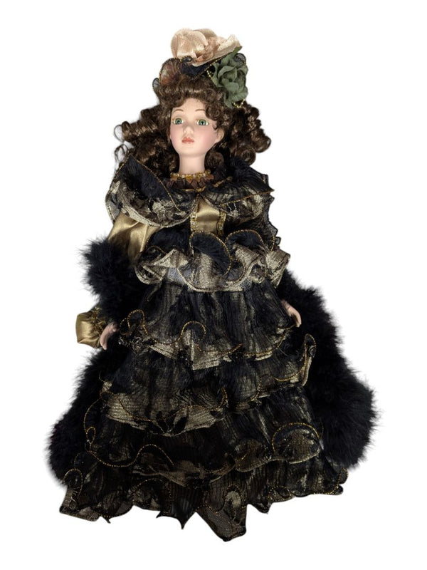 Vanessa Ricardi Porcelain Doll - Black & Gold