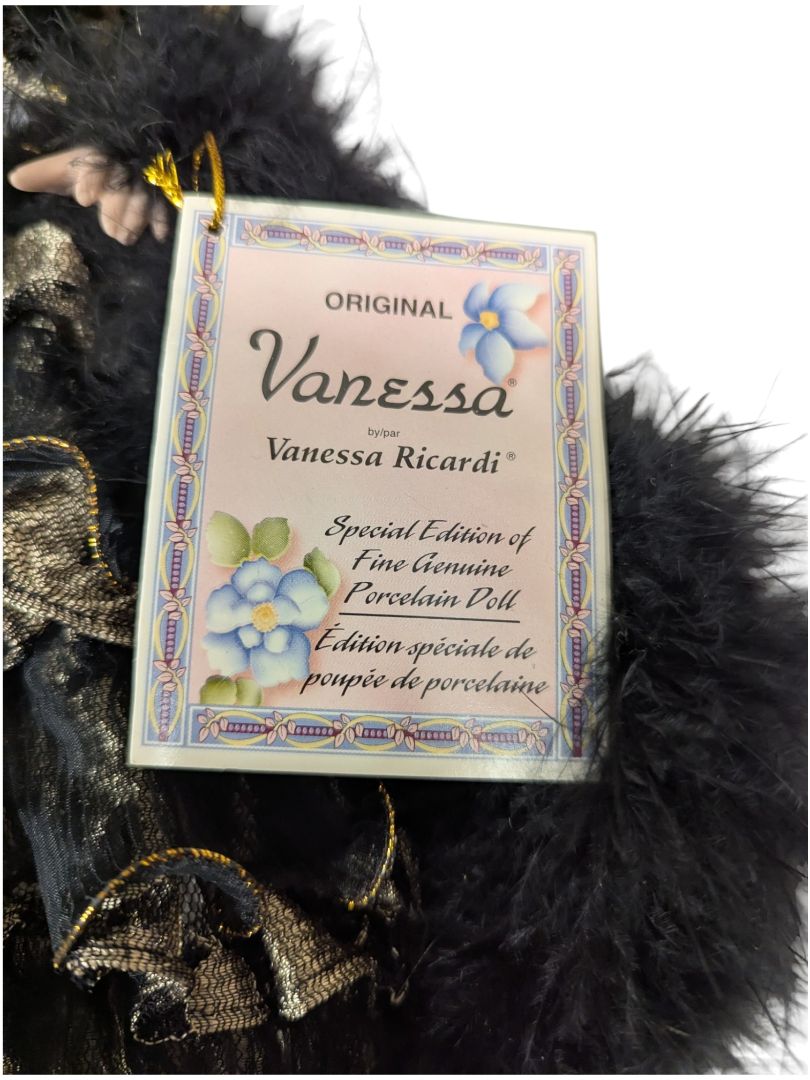 Vanessa Ricardi Porcelain Doll - Black & Gold