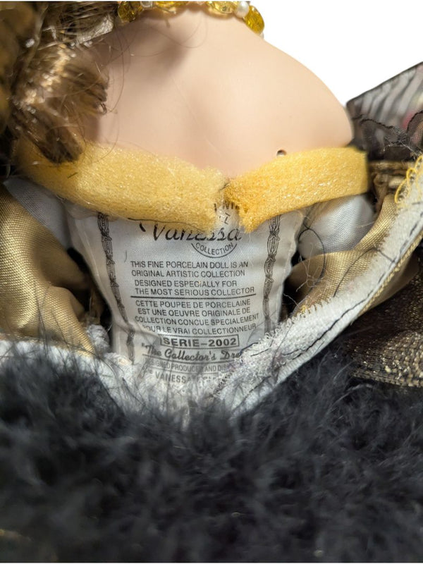 Vanessa Ricardi Porcelain Doll - Black & Gold