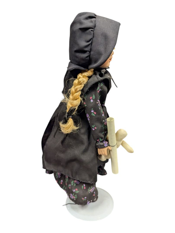 Mennonite Schoolgirl Porcelain Doll with Spectacles