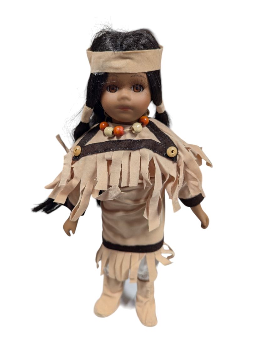 Native American Style Fringed Porcelain Doll