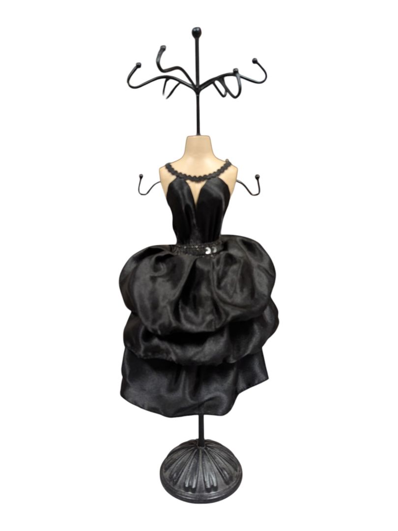 Decorative Black Satin Dress Form Jewelry Stand