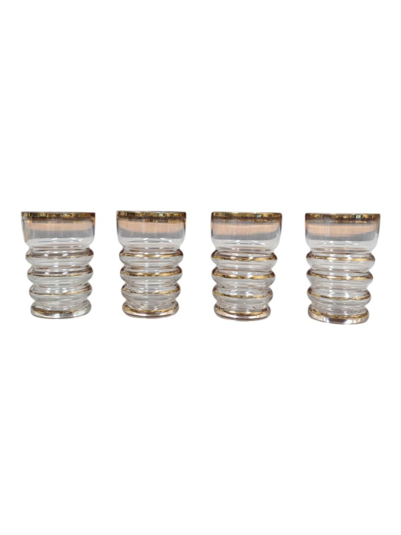 Gold-Rimmed Glass Cordial / Shot Glasses – Set of 4