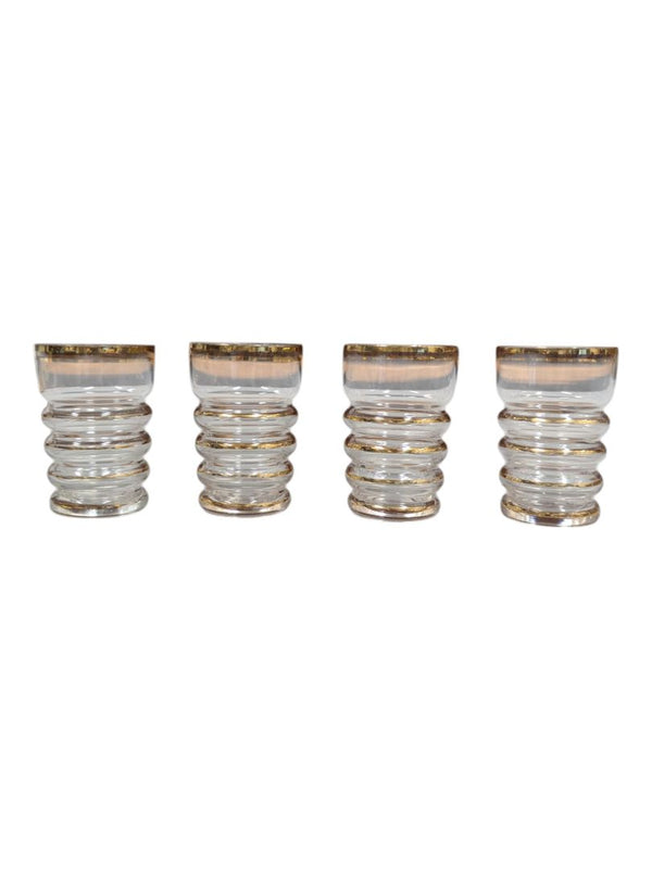 Gold-Rimmed Glass Cordial / Shot Glasses – Set of 4