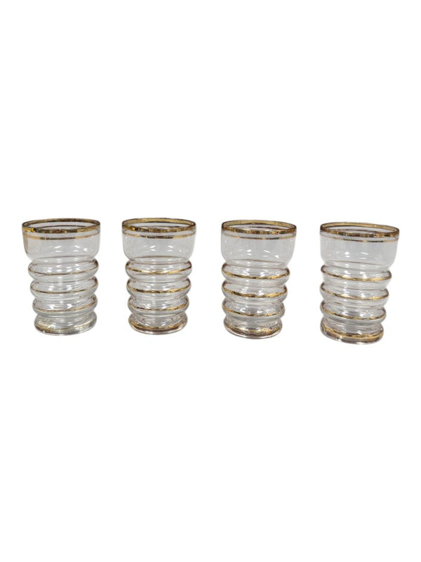 Gold-Rimmed Glass Cordial / Shot Glasses – Set of 4