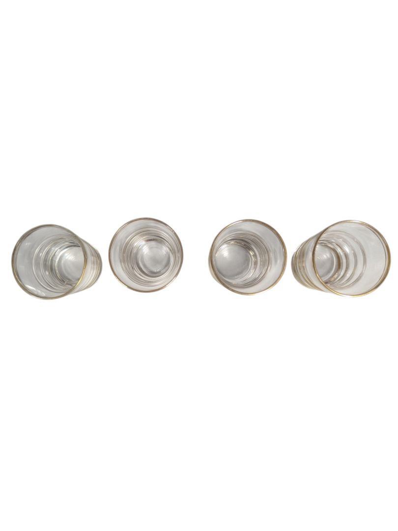 Gold-Rimmed Glass Cordial / Shot Glasses – Set of 4