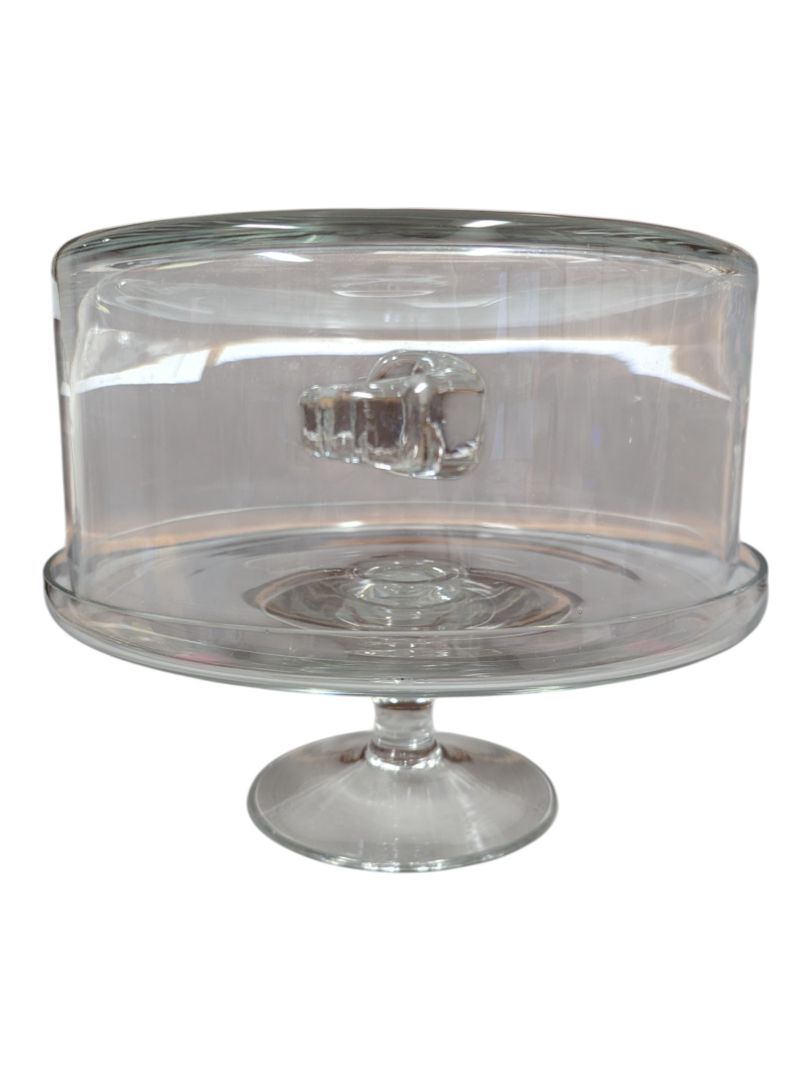 Glass Cake Stand with Dome Lid & Side Handles