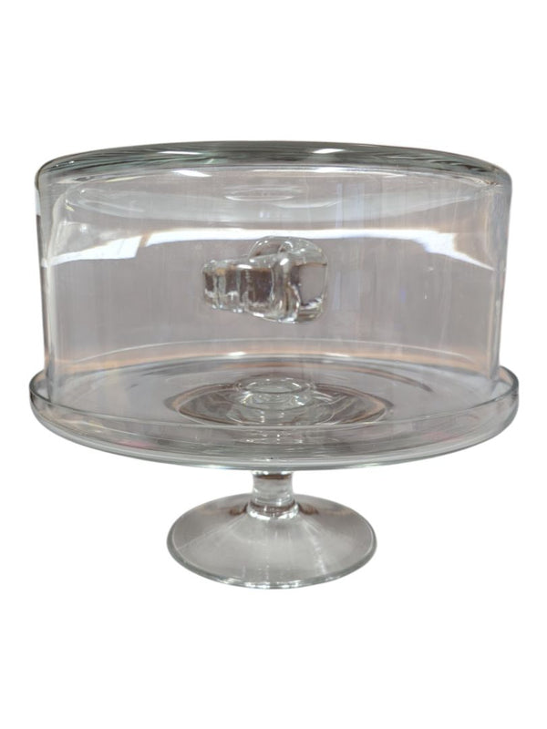 Glass Cake Stand with Dome Lid & Side Handles