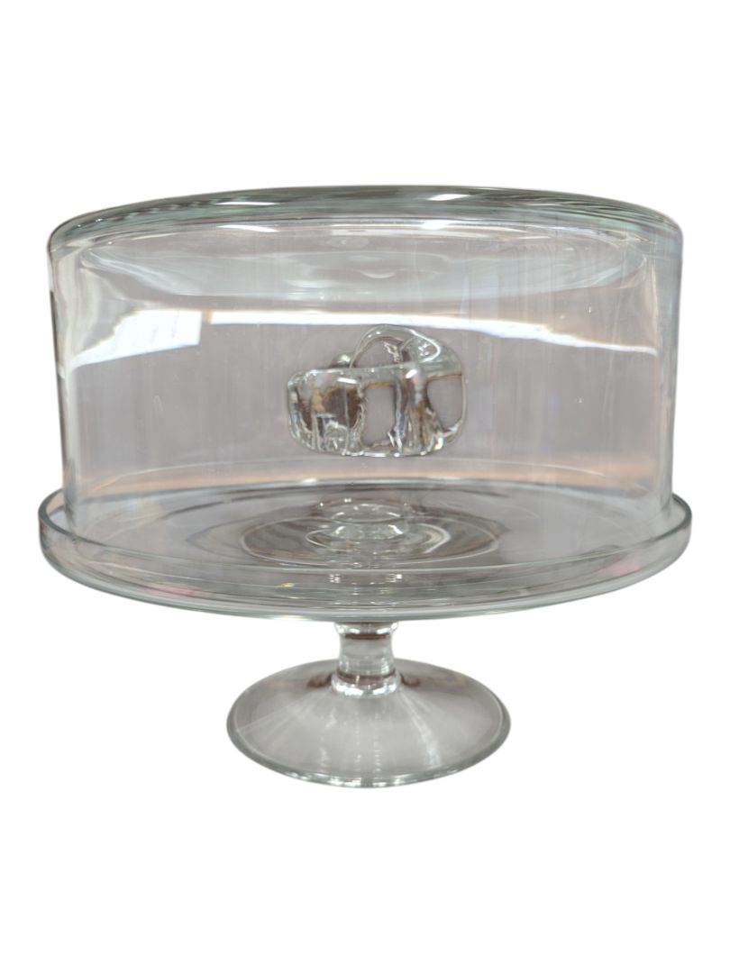 Glass Cake Stand with Dome Lid & Side Handles
