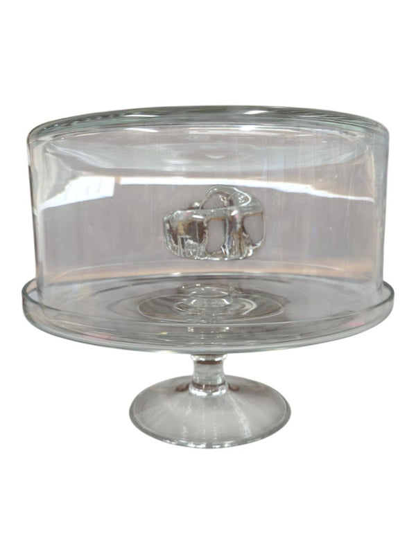 Glass Cake Stand with Dome Lid & Side Handles