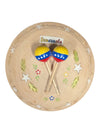 Vintage Venezuelan Folk Art Pottery Trinket Box with Maracas