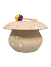 Vintage Venezuelan Folk Art Pottery Trinket Box with Maracas