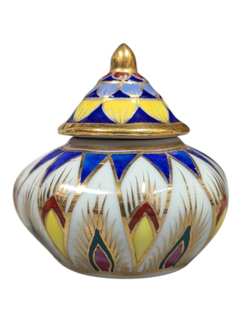 Narayana Phand Hand-Painted Porcelain Lidded Trinket Jar