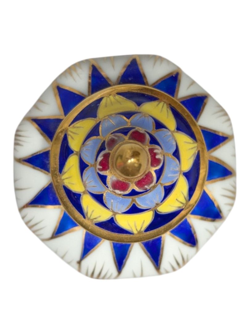 Narayana Phand Hand-Painted Porcelain Lidded Trinket Jar