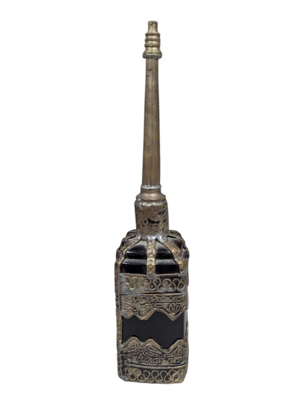 Middle Eastern Silver Tone & Black Glass Kohl Bottle