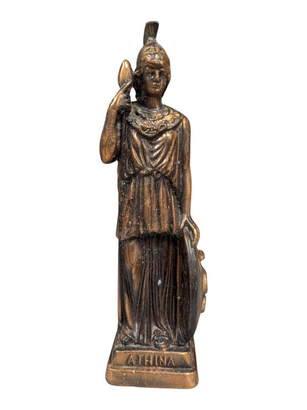 Vintage Athena Greek Goddess Bronze Tone Figurine Statue