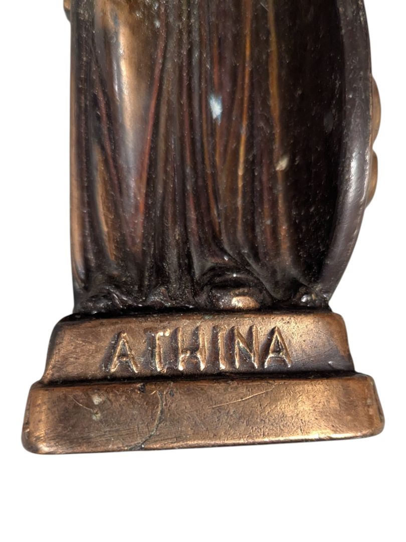 Vintage Athena Greek Goddess Bronze Tone Figurine Statue