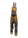 Carved Wooden Horse Figurine with Brass & Bone Inlay Decor