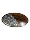Hand-Carved Wooden Trinket Box with Floral Metal Inlay
