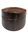 Hand-Carved Wooden Trinket Box with Floral Metal Inlay