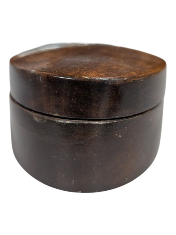 Hand-Carved Wooden Trinket Box with Floral Metal Inlay