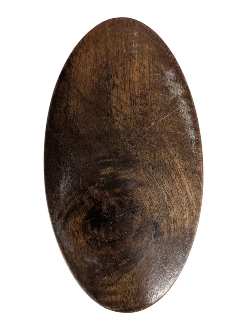 Hand-Carved Wooden Trinket Box with Floral Metal Inlay