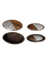 Hand-Carved Wooden Trinket Box with Floral Metal Inlay
