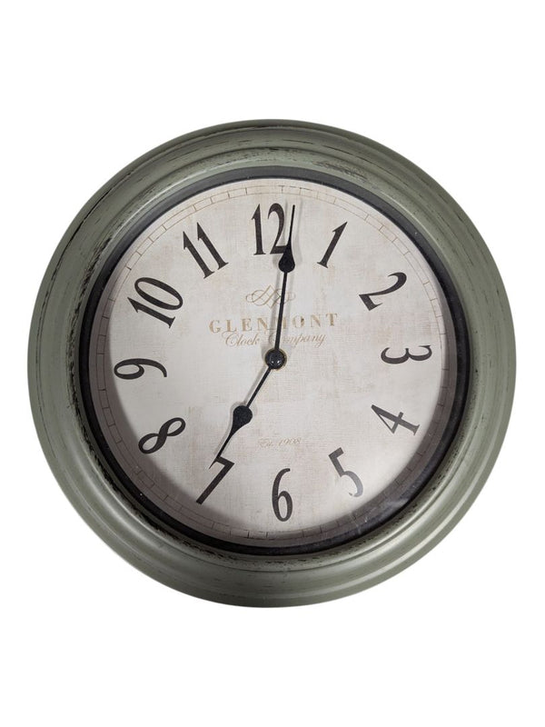 Glencourt Vintage-Style Wall Clock Distressed Green Frame