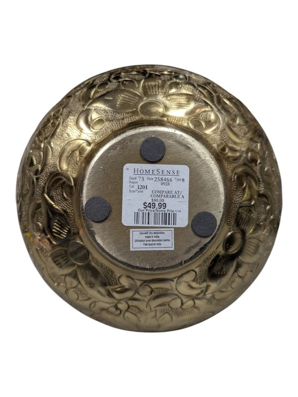 Embossed Brass Floral Vase