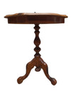 Walnut Veneer Pedestal Side Table with Scalloped Top