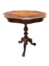 Walnut Veneer Pedestal Side Table with Scalloped Top