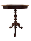 Walnut Veneer Pedestal Side Table with Scalloped Top