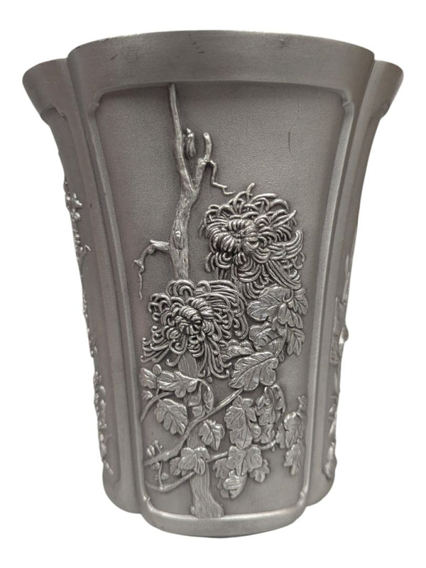 Royal Selangor Pewter Floral Relief Vase – Dragonfly & Botanical Motif