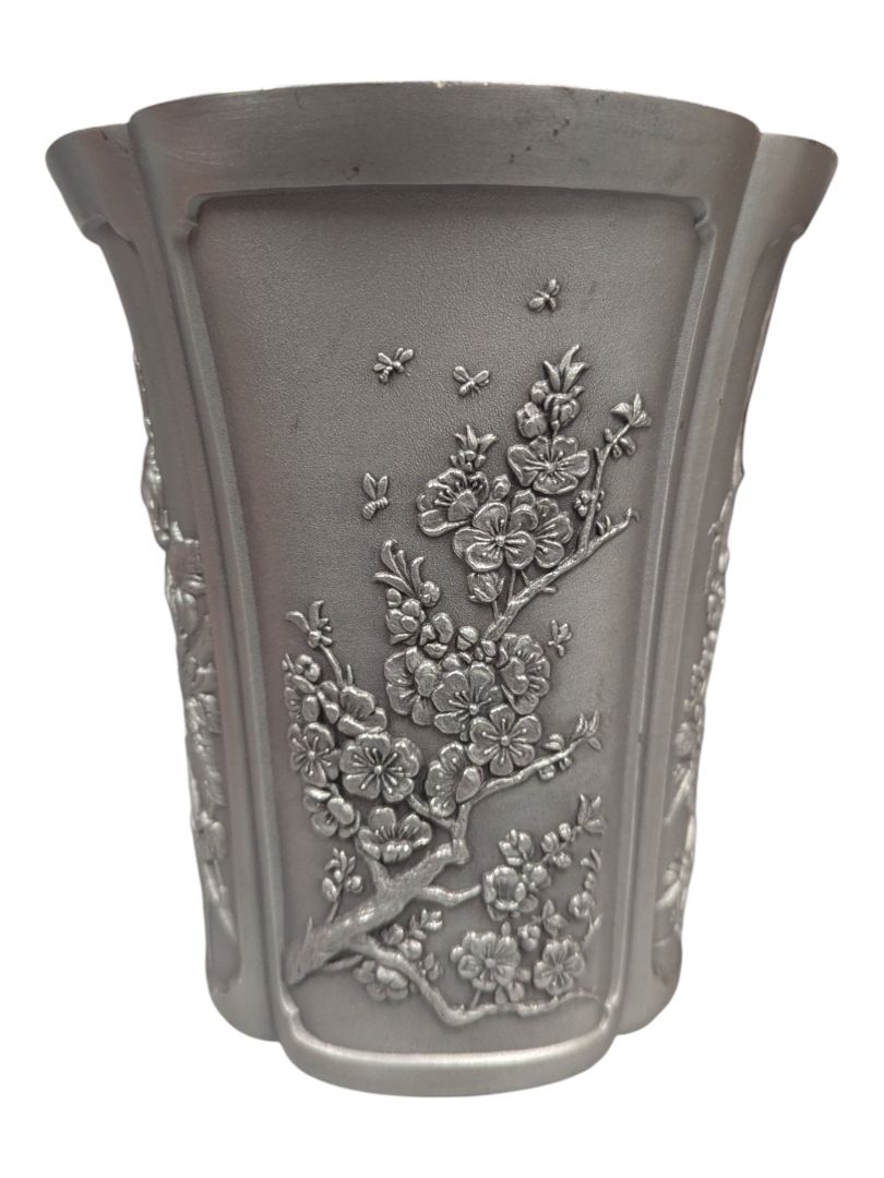 Royal Selangor Pewter Floral Relief Vase – Dragonfly & Botanical Motif