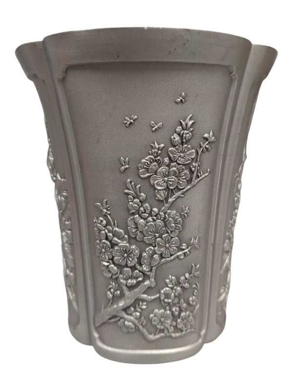 Royal Selangor Pewter Floral Relief Vase – Dragonfly & Botanical Motif