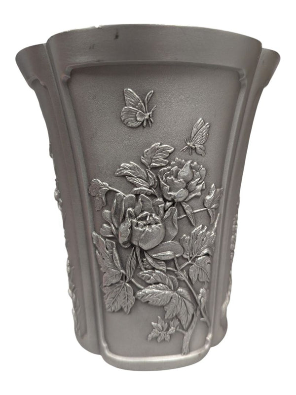 Royal Selangor Pewter Floral Relief Vase – Dragonfly & Botanical Motif