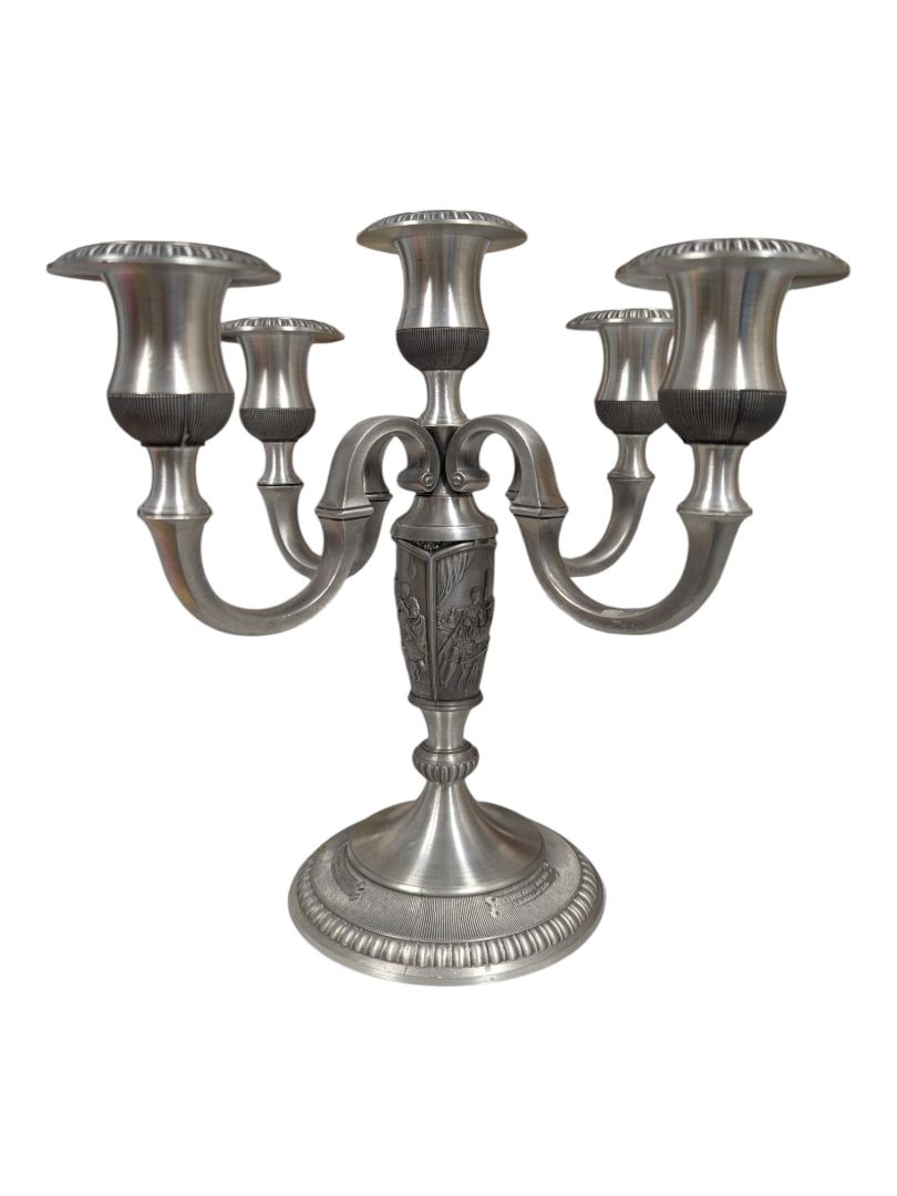 WMF Pewter 5-Arm Candelabra – Rembrandt Series Figural Base