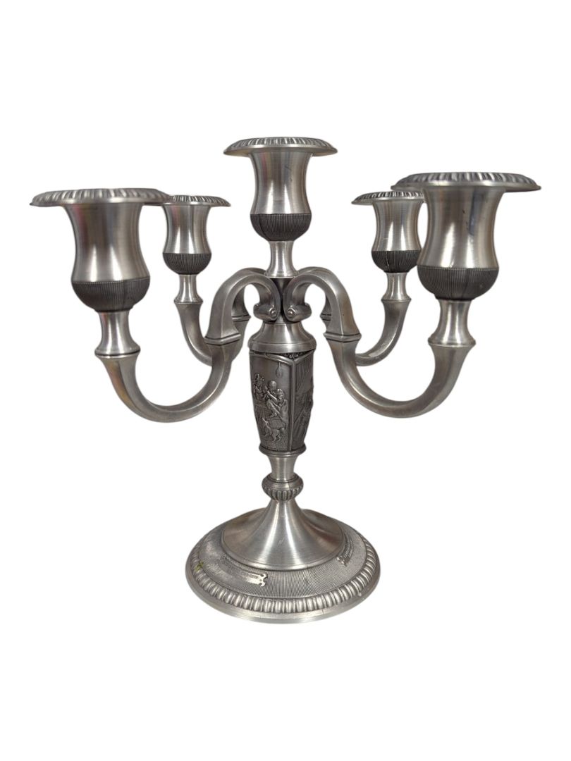WMF Pewter 5-Arm Candelabra – Rembrandt Series Figural Base