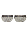 Pair of Cut Crystal Open Salts with Silver-Plated Rims